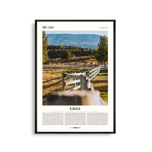 Eagle Colorado kunst aan de muur, bergvallei landschap print, adelaar poster, schilderachtige westelijke helling fotografie, Colorado buitenshuis decor