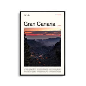 Arte mural de Gran Canaria, España, impresión de paisaje de isla costera, póster de Gran Canaria, fotografía panorámica de las Islas Canarias, decoración atlántica