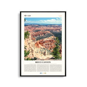 Impresión del Parque Nacional Bryce Canyon, Utah, Arte mural de Bryce, Póster de paisaje hoodoo, Foto de Red Rock, Decoración natural del suroeste