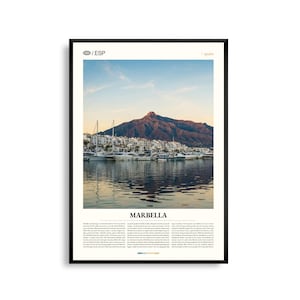 Marbella Spanien Wandkunst, Luxus Küsten Stadtbild Druck, Marbella Poster, Malerische Costa del Sol Fotografie, Mediterran Strand Dekor