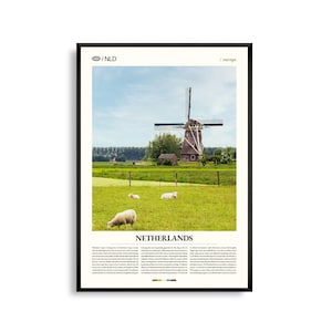 Niederlande Wand Kunst, Malerische Landschaft und Stadtansicht Fotografie Druck, Niederlande Poster, Europäisches Reisedekor