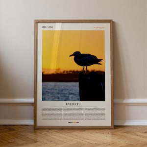 Everett Washington Photography Print, Scenic Puget Sound, Pacific Northwest Decor