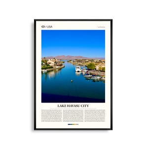 Arte mural de Lake Havasu City, Arizona, impresión de paisaje de un lago desértico, póster de Lake Havasu, fotografía panorámica del suroeste, decoración del río Colorado