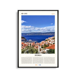 Hydra Griechenland Wand Kunst, Historische Insel Hafen und Sonnenuntergang Seelandschaft Druck, Hydra Poster, Malerische Mittelmeer Fotografie, Küsten Dekor