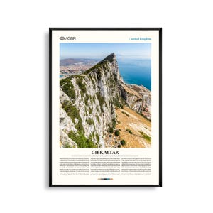 Gibraltar Wand Kunst, Kultige Rock Landschaft, Poster von Gibraltar, Mediterrane Fotografie, Südeuropa Deko