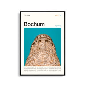 Bochum Duitsland kunst aan de muur, stedelijke Ruhrvallei stadsgezicht print, Bochum poster, schilderachtige fotografie van Noord-Rijnland-Westfalen, industrieel erfgoed