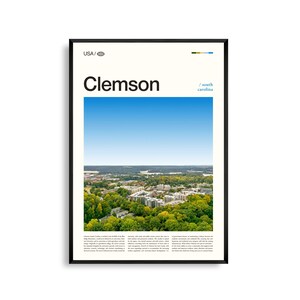 Arte mural de Clemson, Carolina del Sur, impresión de paisaje escénico, póster de Clemson, fotografía de naturaleza en las laderas, decoración del norte de Carolina del Sur