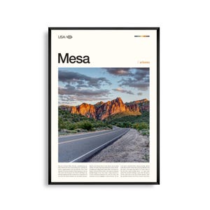 Art mural Mesa Arizona, impression paysage désertique, affiche Mesa, photographie panoramique de Sonora, décoration d'intérieur sud-ouest