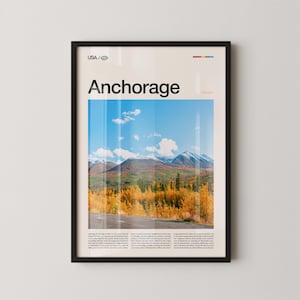 Anchorage Print Alaska, Anchorage Wall Art, Anchorage Poster, Anchorage Photo, Chugach Mountains, Coastal Skyline, Northern Lights Decor