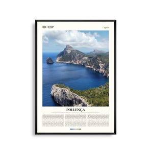 Arte mural de Pollença, España, Impresión de un pueblo histórico de montaña, Póster de Pollença, Fotografía panorámica de Mallorca, Decoración de las Islas Baleares