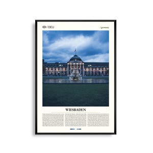 Wiesbaden-print, Wiesbaden-muurkunst, Wiesbaden-poster, Wiesbaden-fotografie, Duits stadsgezicht, decor Rijndal