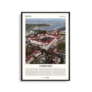 Impression Coronado Californie, art mural Coronado, affiche Coronado, photo Coronado, art de la plage de San Diego, hôtel del Coronado, décoration côtière