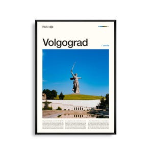 Wolgograd Poster Russland, Wolgograd Wandkunst, Wolgograd Poster, Wolgograd Foto, Mamayev Kurgan, Volga Fluss, Historisches Stadtbild