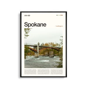 Spokane Print Washington, Spokane Wandkunst, Spokane Poster, Flussufer Foto, pazifischer Nordwesten Dekor, Stadtlandschaft Kunst