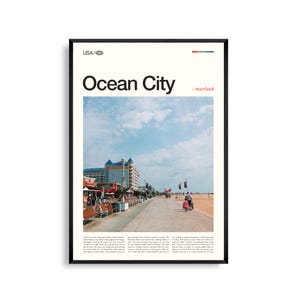 Impression d'Ocean City dans le Maryland, art mural Ocean City, affiche de la plage côtière, photo du littoral atlantique, déco bord de mer, art de la côte est