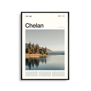 Impresión de Chelan, Washington, Arte mural de Chelan, Póster de Chelan, Foto del lago Chelan, Decoración de paisajes de montaña, Naturaleza del noroeste del Pacífico