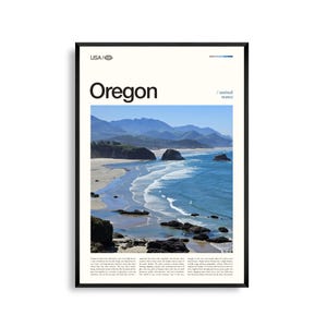 Oregon Druck,Oregon Wandkunst,Oregon Poster, Landschaft im pazifischen Nordwesten, Wald- und Küstendekor, Malerische Natur Kunst
