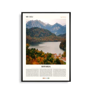 Bayern Deutschland Wand Kunst, Alpine Landschaft und Burg Druck, Bayern Poster, Malerische Süddeutschland Fotografie, historische Region Dekor
