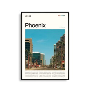 Impresión de Phoenix, Arizona, Arte mural de Phoenix, Póster de Phoenix, Foto de ciudad desértica, Decoración de paisajes del suroeste, Arte urbano sonorense