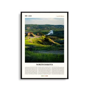 Impresión de Dakota del Norte, arte mural de Dakota del Norte, póster de paisaje de pradera, foto de las Grandes Llanuras, decoración natural del Medio Oeste