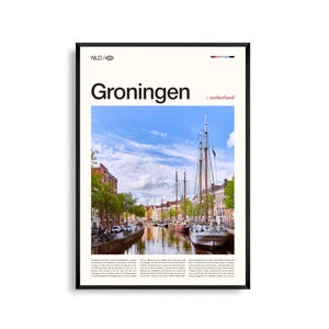Groningen Niederlande Wandkunst, Historische Stadtansicht, Kanal Poster, Groningen Poster, Europäische Fotografie, Urban Dekor
