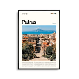 Patras Print Griechenland, Patras Wandkunst, Patras Poster, Patras Foto, Rio–Antirrio Brücke, Agios Andreas Kathedrale, Hafen Stadtansicht