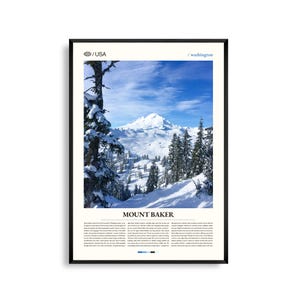 Impression Mount Baker Washington, art mural Mount Baker, affiche Mount Baker, photo Mount Baker, paysage des North Cascades, décor Glacier Peak