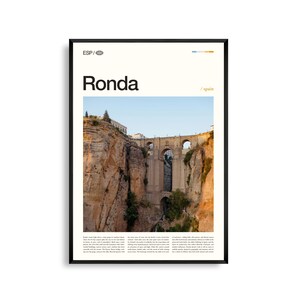 Ronda Spanien Wandkunst, Felsküste Stadt und Schlucht Landschaft Druck, Ronda Poster, Malerische Andalusien Fotografie, Historisches Bergdorf Dekor
