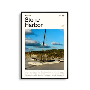 Impression Stone Harbor New Jersey, art mural Stone Harbor, affiche côtière, photo de plage, décoration de ville côtière, paysage de l'océan Atlantique
