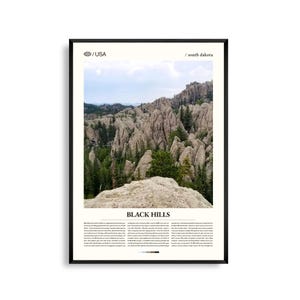 Impresión de Black Hills, Dakota del Sur, Arte mural de Black Hills, Póster de paisaje montañoso, Fotografía de naturaleza escénica, Decoración del oeste