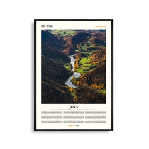 Arte mural de las montañas del Jura, impresión de paisaje alpino escénico y atardecer, póster del Jura, fotografía de naturaleza europea, decoración rústica para el hogar