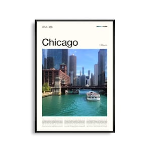 Chicago Druck illustrierte Chicago Wandkunst, Chicago Poster, Stadtbild Foto, Lake Lake MI Dekor, Urban Skyline Fotografie
