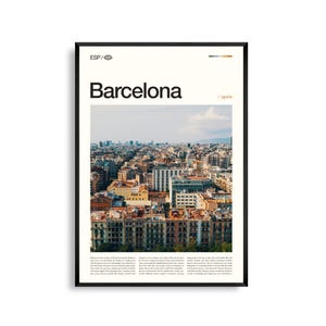 Arte mural de Barcelona, España, impresión de paisajes urbanos y arquitectónicos icónicos, póster de Barcelona, fotografía panorámica de Cataluña, decoración mediterránea
