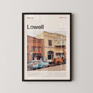 Lowell Print Massachusetts, Lowell Wall Art, Lowell Poster, Lowell Photo, Historic Mill Town Decor, Merrimack River Scene