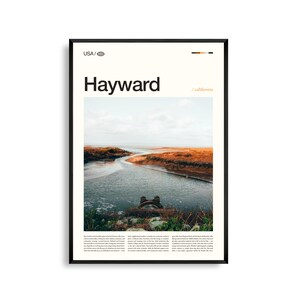 Arte murale di Hayward, California, stampa di paesaggi urbani della Bay Area, poster di Hayward, fotografia panoramica di East Bay, decorazioni della California settentrionale