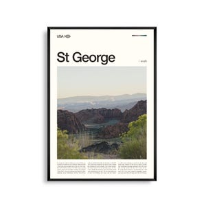 Impresión de San Jorge, Utah, Arte mural de San Jorge, Póster de San Jorge, Foto de paisaje de roca roja, Decoración desértica, Arte natural del suroeste