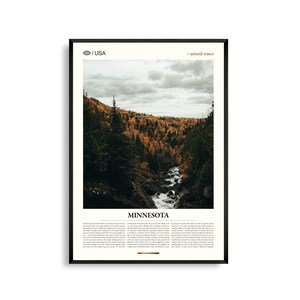Arte mural de Minnesota, impresión de lagos y bosques escénicos, póster de Minnesota, fotografía de paisajes naturales, decoración de Northwoods