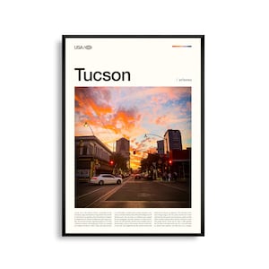 Impresión de Tucson, Arizona, Arte mural de Tucson, Póster de Tucson, Foto de paisaje desértico, Decoración del suroeste, Arte natural de Sonora