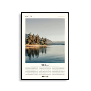 Impresión de Chelan, Washington, Arte mural de Chelan, Póster de Chelan, Foto del lago Chelan, Decoración de paisajes de montaña, Naturaleza del noroeste del Pacífico
