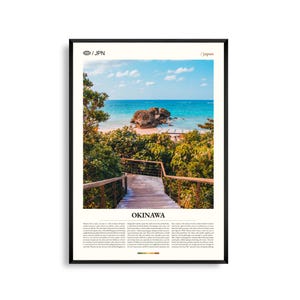 Arte mural de Okinawa, Japón, impresión de atardecer en una isla costera, póster de Okinawa, fotografía panorámica del sudeste asiático, decoración tropical para el hogar