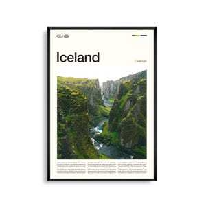 Arte mural de Islandia, majestuoso paisaje nórdico y aurora boreal, póster de Islandia, fotografía escénica, decoración inspirada en la naturaleza