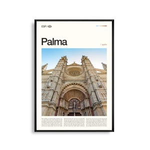 Palma de Mallorca Spanien Wand Kunst, Küsten Stadtansicht und Kathedrale Druck, Palma Poster, Balearen Insel Fotografie, Mittelmeer