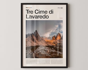 Tre Cime di Lavaredo Photography Print, Gallery Wall Art