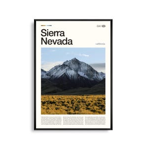 Siera Nevada Poster, Siera Nevada Plakat, Kalifornien Foto, Yosemite National Park, Lake Tahoe