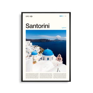 Santorini Print Griechenland, Santorini Wandkunst, Santorini Poster, Santorini Foto, Blaue Kuppeln, Caldera Ansichten, Sonnenuntergang, Ägäische Insel Dekor