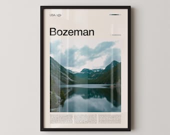Bozeman Montana Print: Mountain Lake Landscape Art