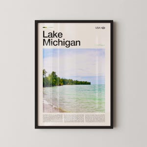 Lake Michigan Michigan Wall Art, Great Lakes Shoreline Print, Lake Michigan Poster, Scenic Coastal Photography, Northern Michigan Decor