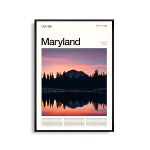 Arte mural de Maryland, impresión de paisaje de la bahía de Chesapeake, póster de Maryland, fotografía escénica de la costa y el campo, decoración del Atlántico Medio