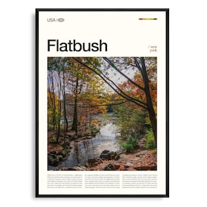 Flatbush Print Nova York, Arte de parede Flatbush, Pôster Flatbush, Foto Flatbush, Prospect Park, Kings Theatre, Jardim Botânico do Brooklyn, Erasmus