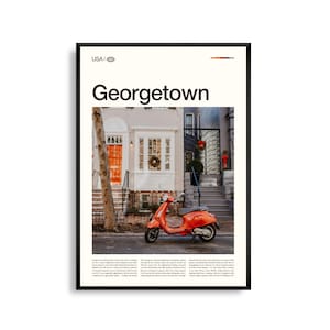 Georgetown Washington DC Wandkunst, Historisches Viertel Druck, Georgetown Poster, Malerische Kanal und Straße Fotografie, Hauptstadt Dekor